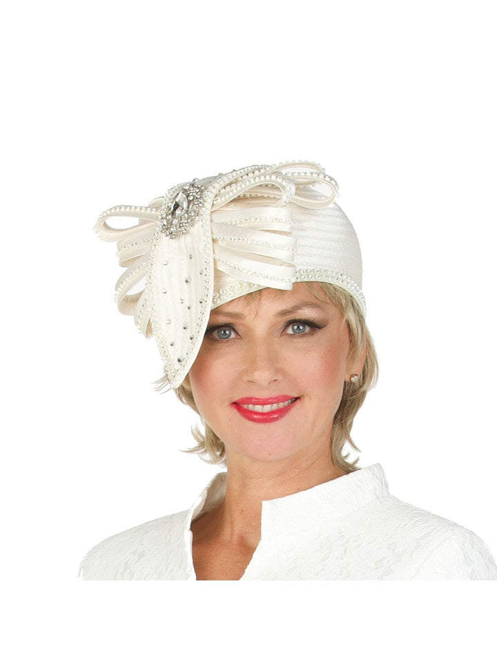 Pill Box Hat w/ Satin Ribbons and Stones