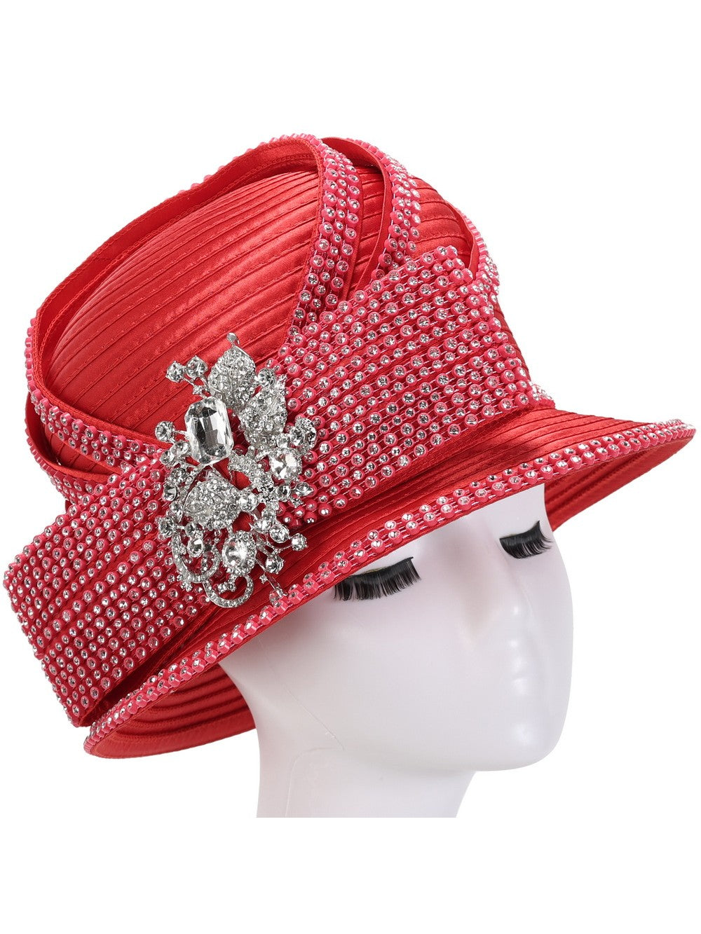 Small Brim Hat w/ Rhinestone Decor