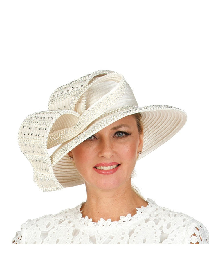 Wide Brim Hat w/ Rhinestone Decor