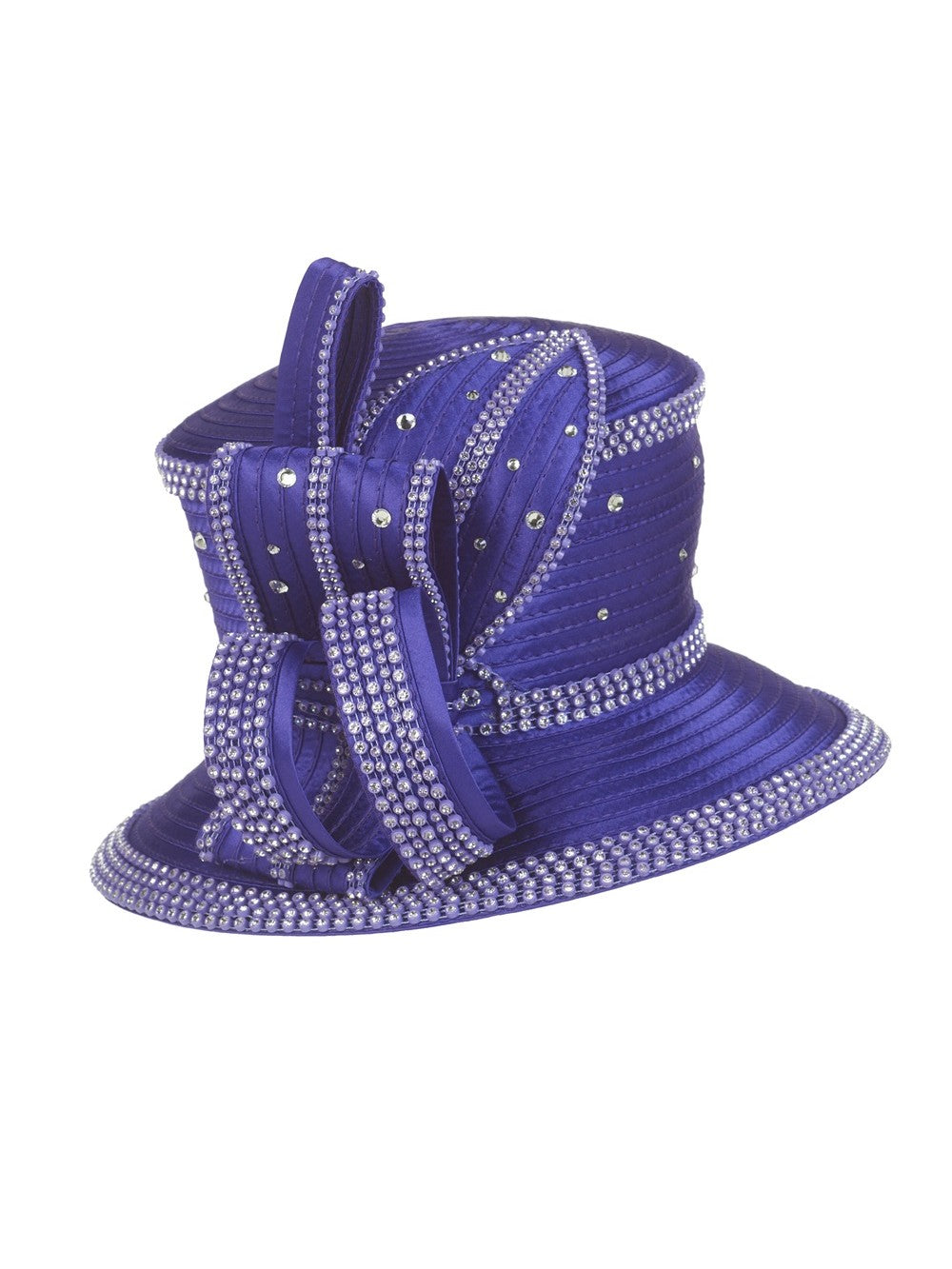 Rhinestone Embellished Sculpted Wide-Brim Hat