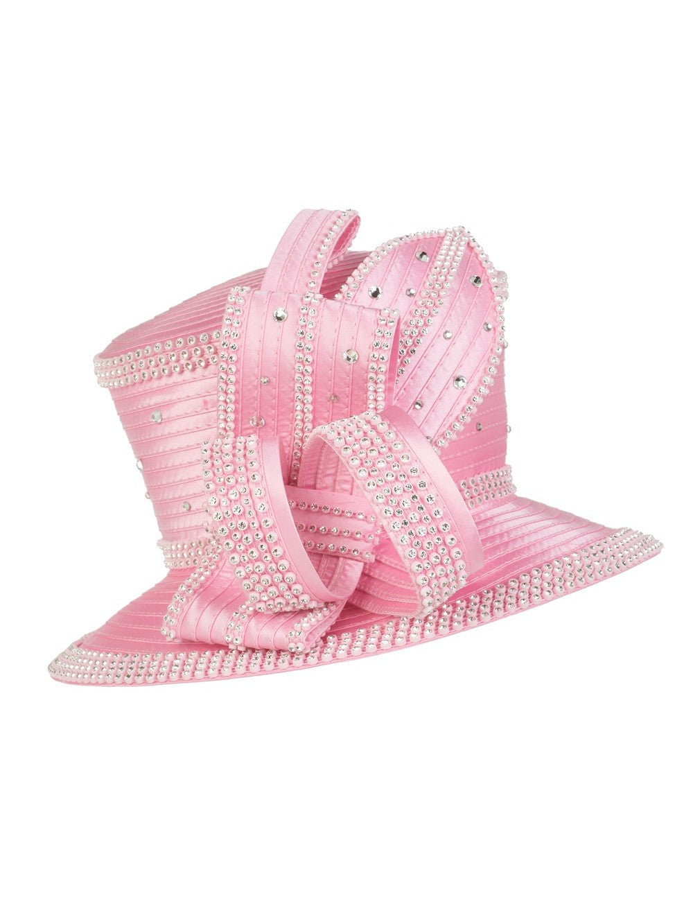 Rhinestone Embellished Sculpted Wide-Brim Hat