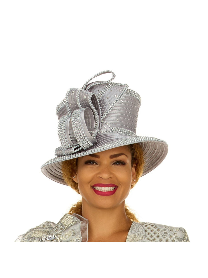 Rhinestone Embellished Sculpted Wide-Brim Hat