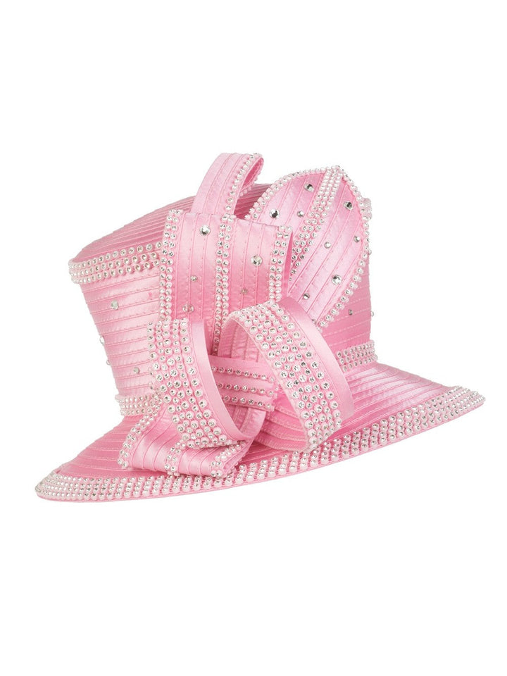 Rhinestone Embellished Sculpted Wide-Brim Hat