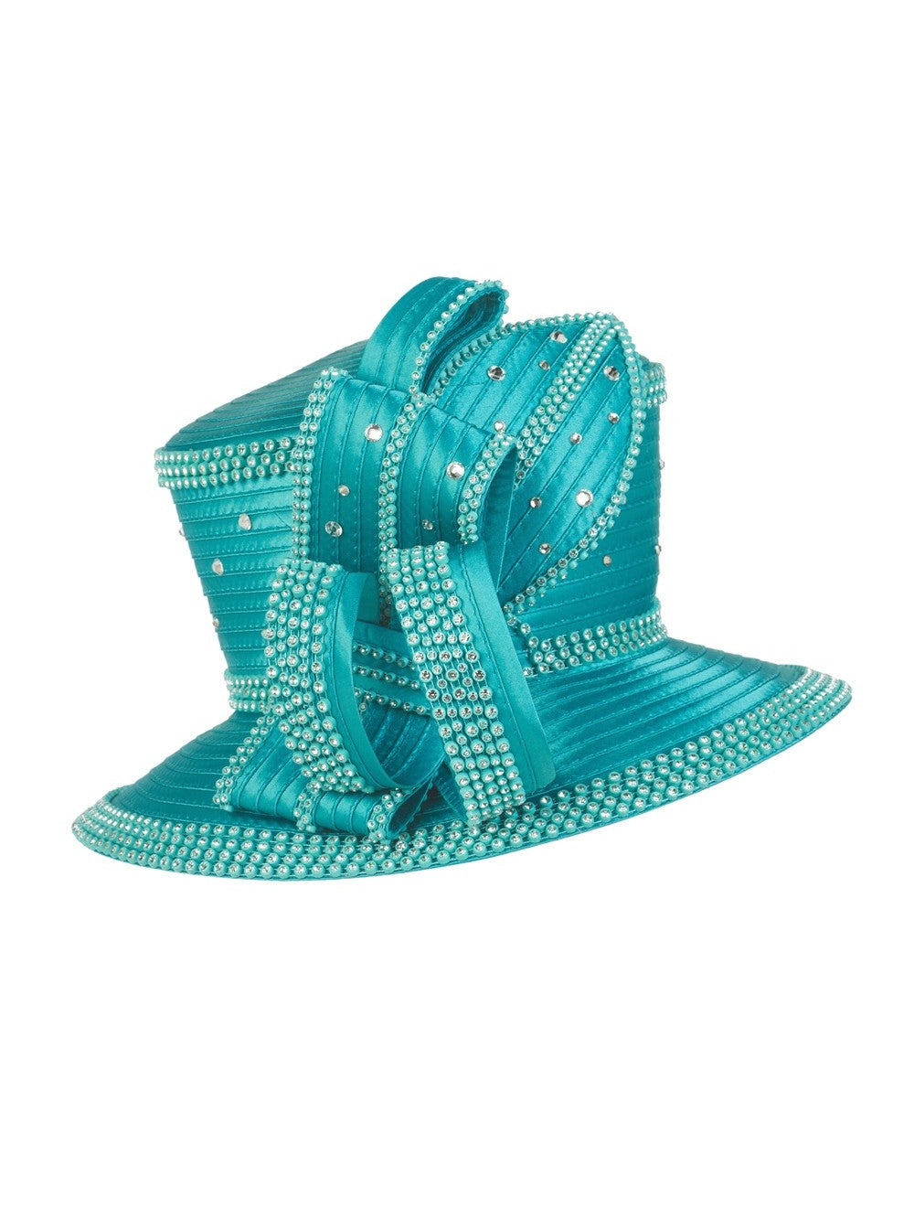 Rhinestone Embellished Sculpted Wide-Brim Hat