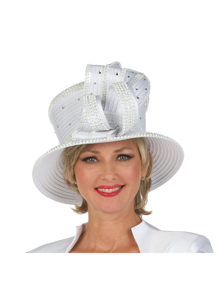 Rhinestone Embellished Sculpted Wide-Brim Hat