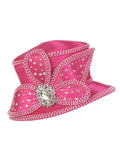 Small Brim Hat w/ Bows & Rhinestone Decor