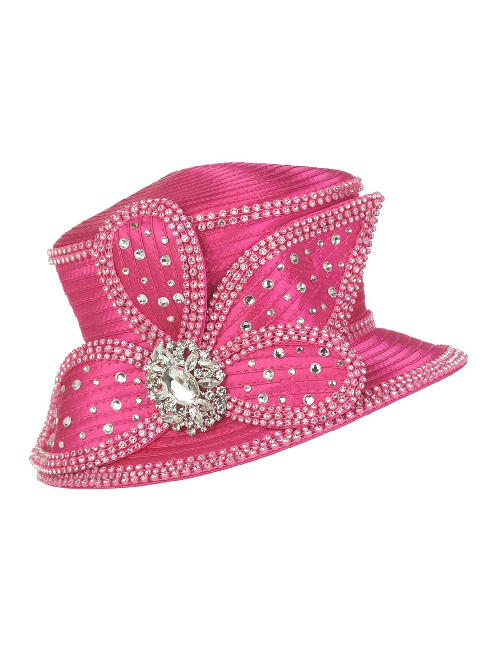Small Brim Hat w/ Bows & Rhinestone Decor