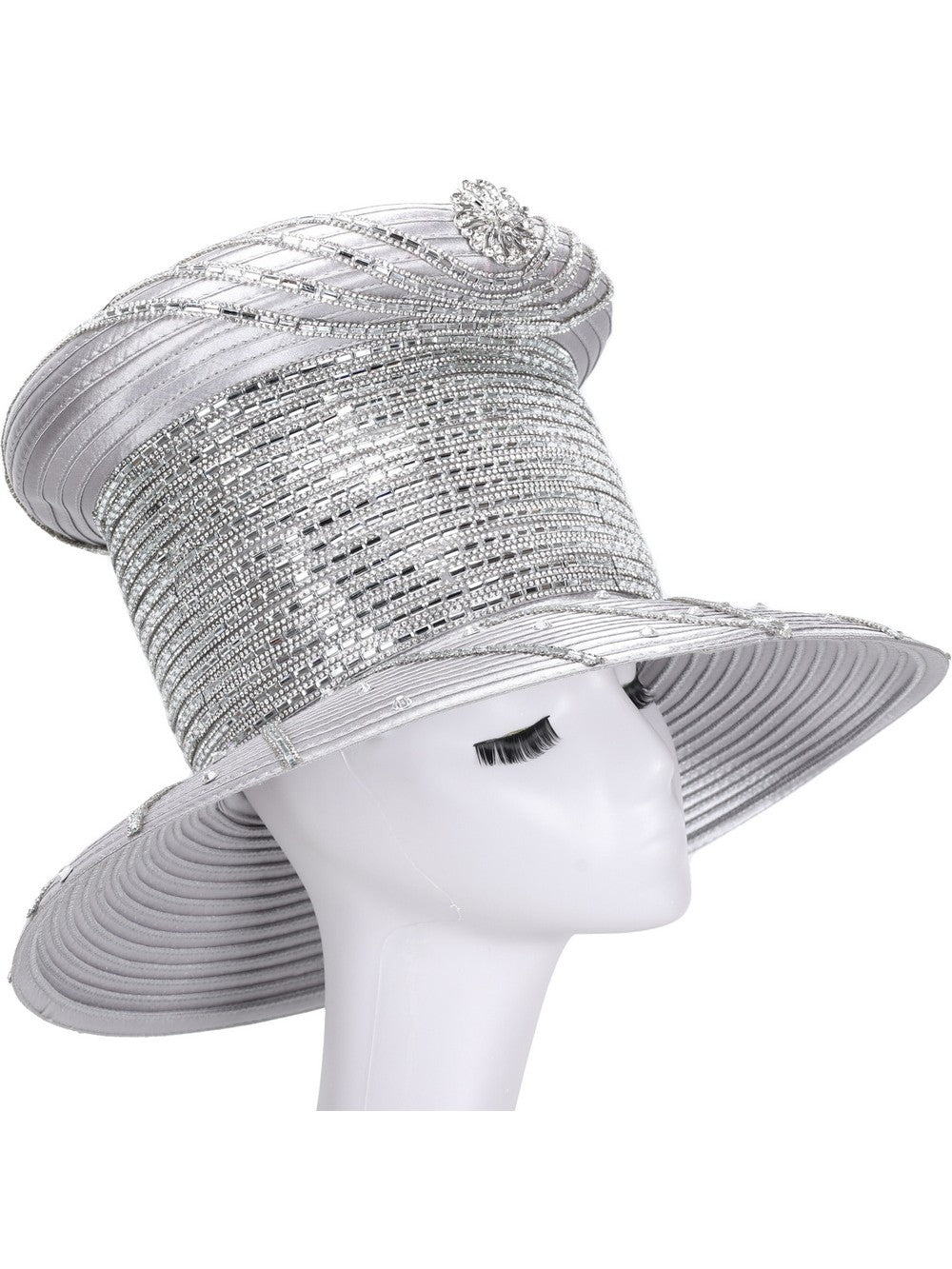 High Crown Heavily Stoned Medium Brim Hat