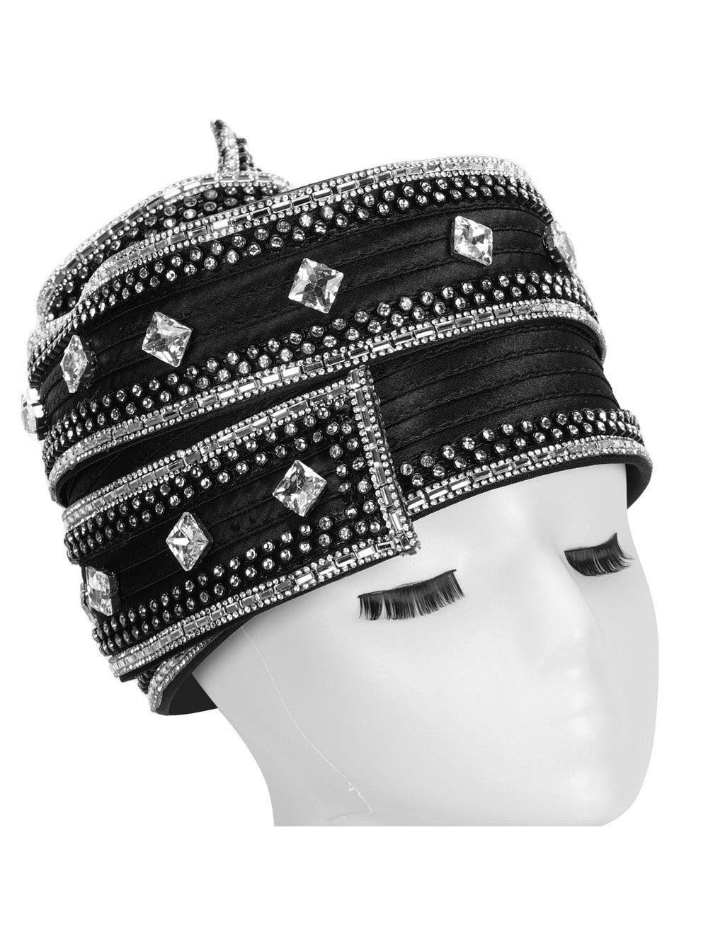 RHINESTONE WRAPPED PILLBOX HAT