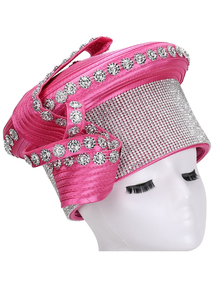 Massive Stoned Pillbox Hat w/ Flwr Stone Strip