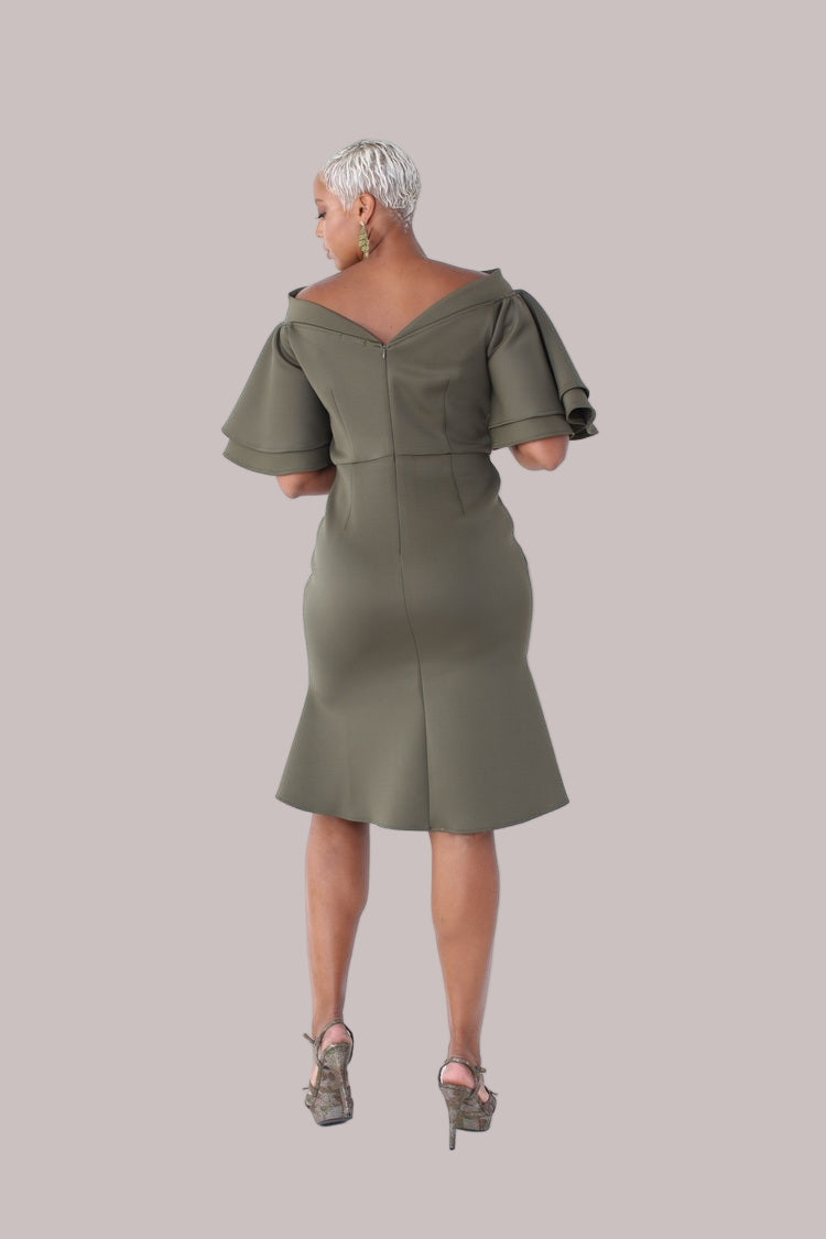 Tiered Bell-Sleeve Midi Dress -82145