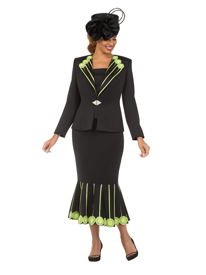 Lime Blossom Elegance 3 Piece Skirt Suit-Plus