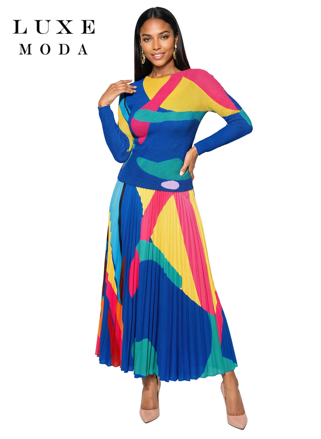 Luxe Moda.  Style LM-535 - 2pc. Top & Skirt Set