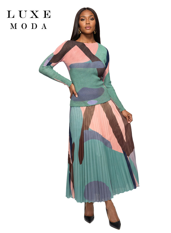 Luxe Moda.  Style LM-535 - 2pc. Top & Skirt Set