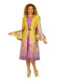 Metallic Ombre 2pc Dress&Long Coat Set