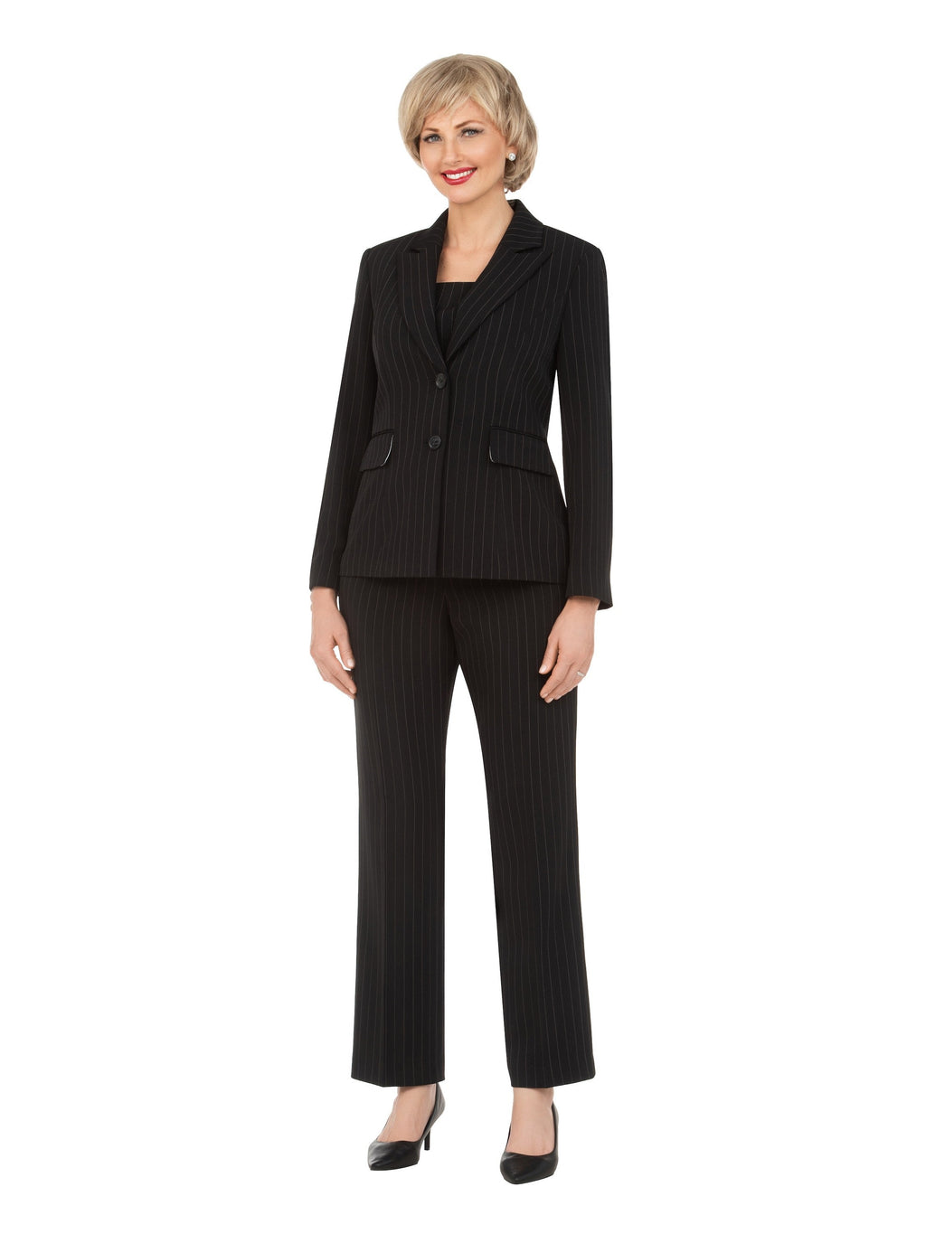 Classic Tailored 2Pc Pant Suit with Notch Collar