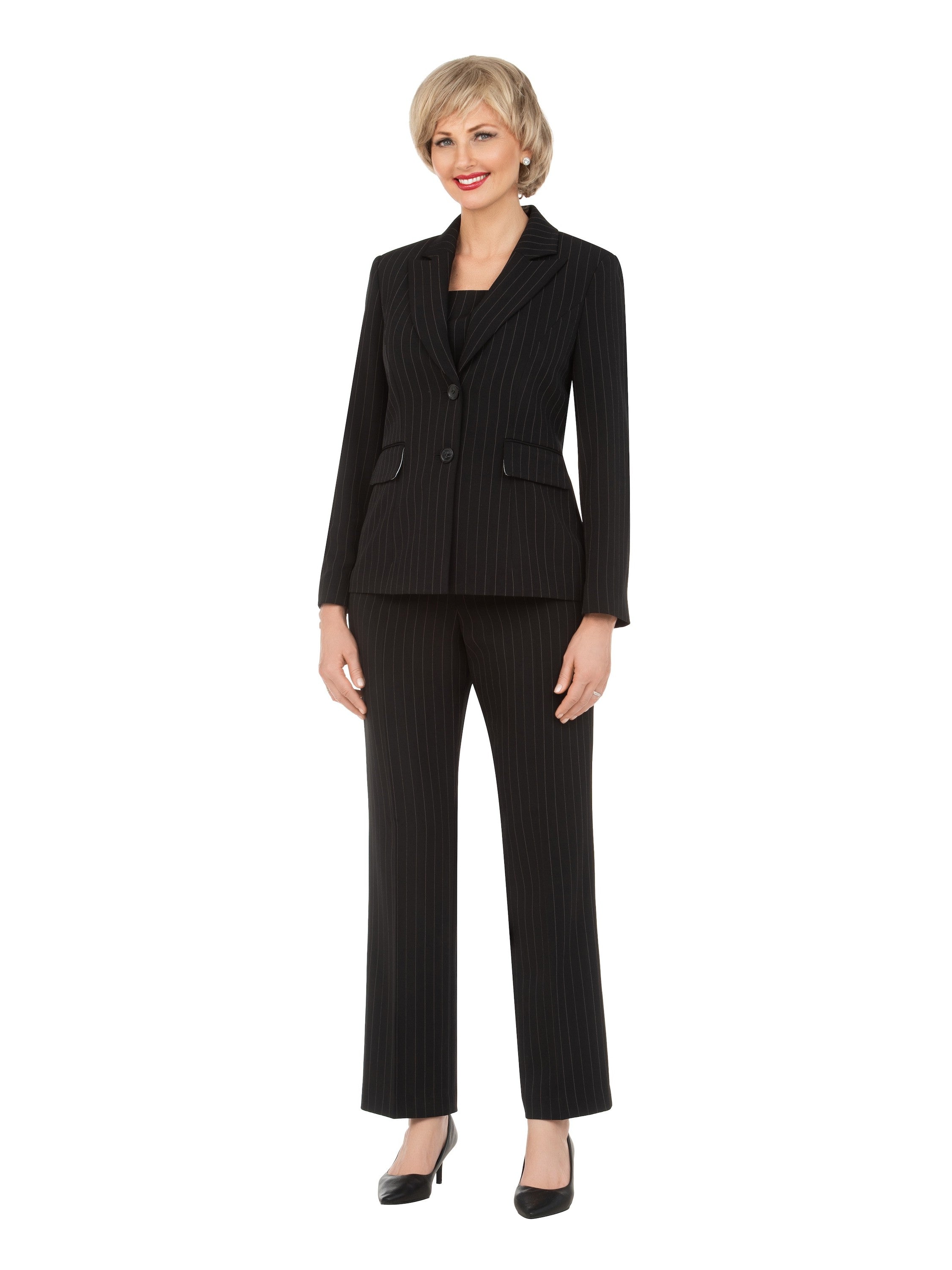 Classic Tailored 2Pc Pant Suit with Notch Collar