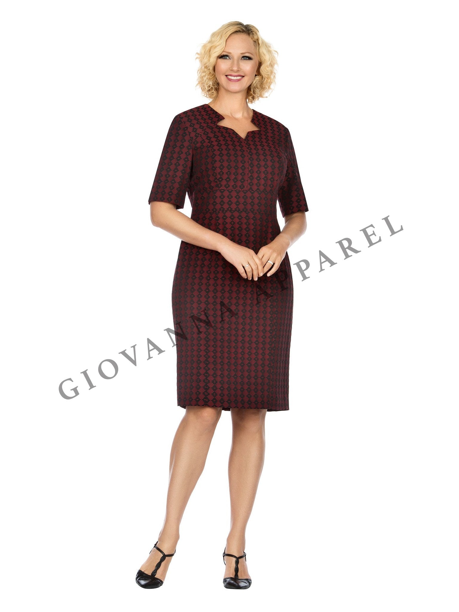 1pc Short Slv Printed Shift Dress