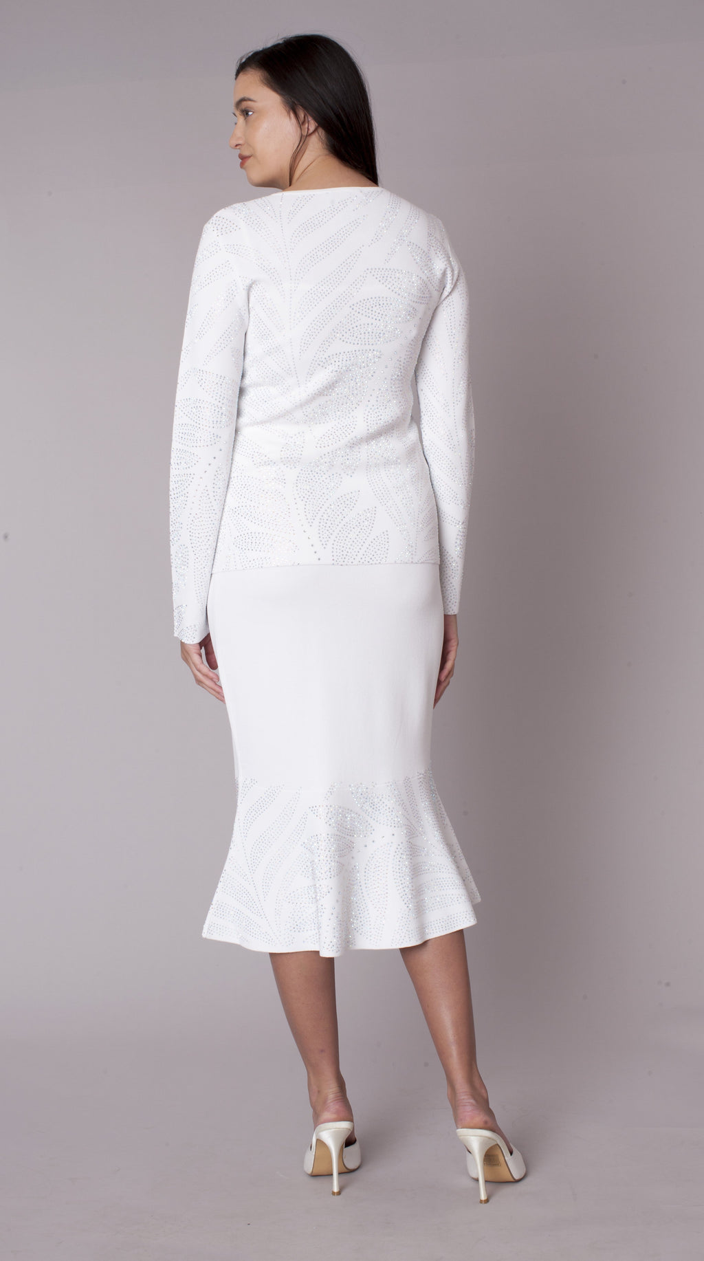 Rhinestone Knit Jacket & Mermaid Skirt Set - 5396
