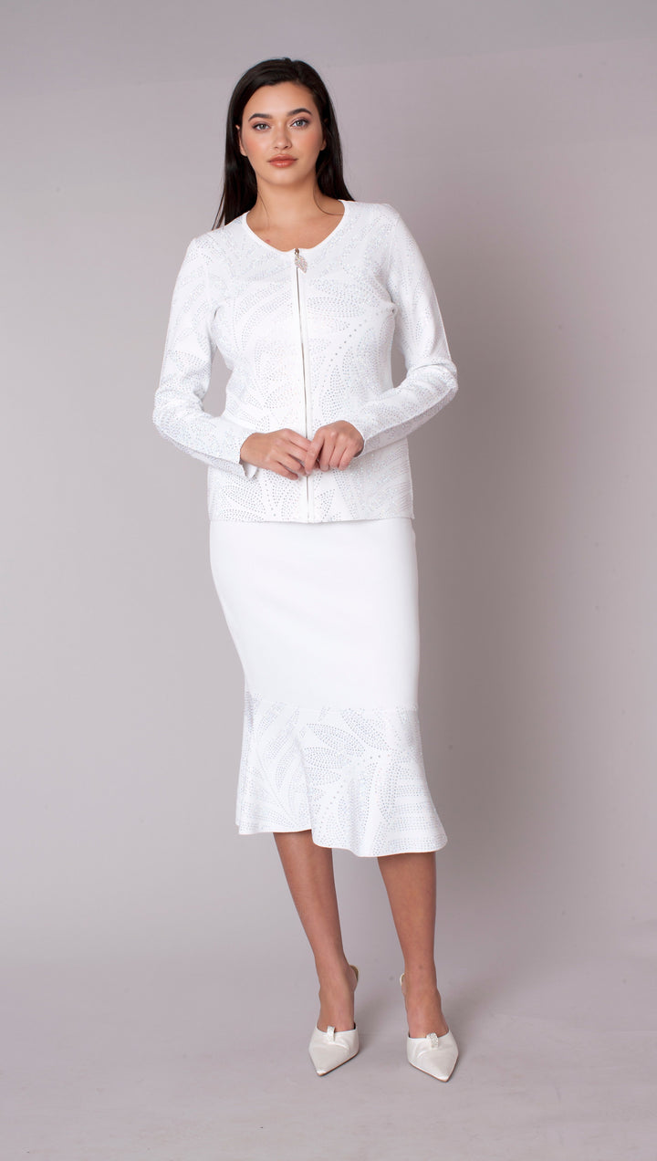 Rhinestone Knit Jacket & Mermaid Skirt Set - 5396