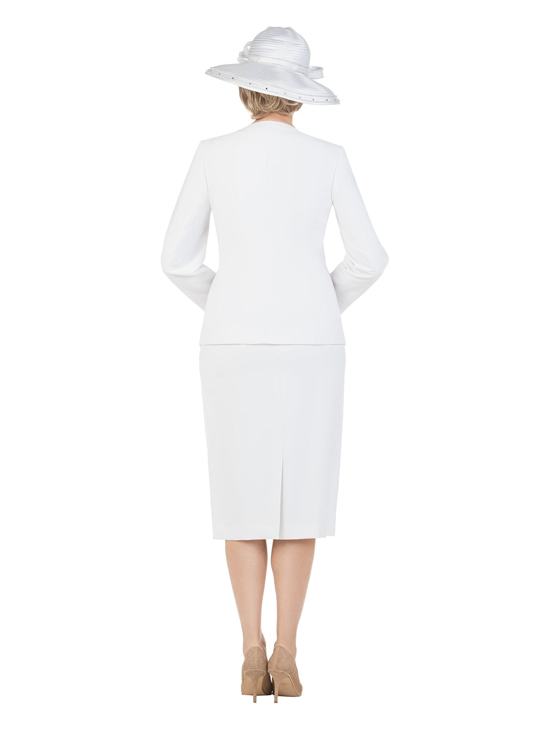 3pc Embellished Clean Lines Skirt Suit