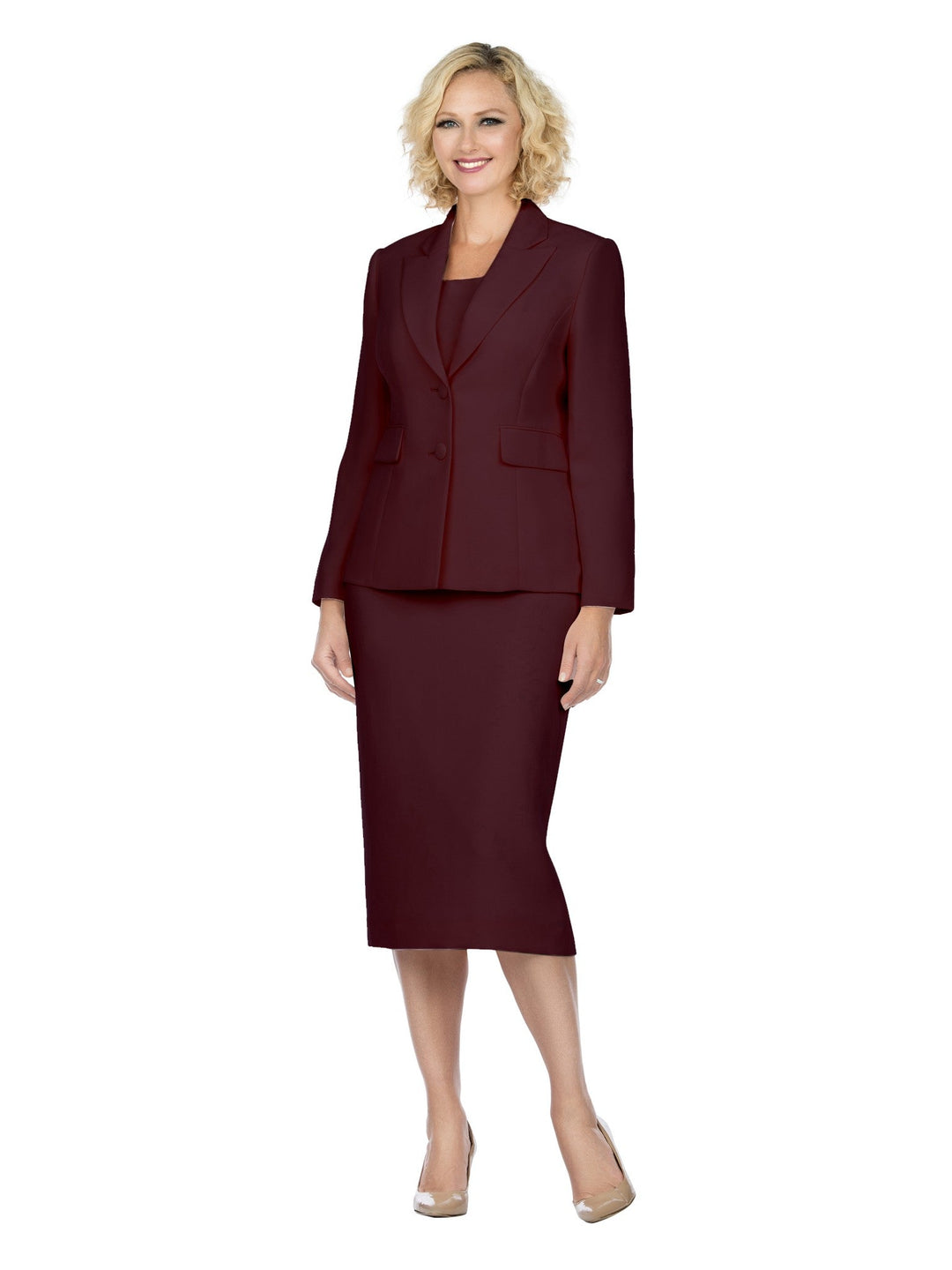 Classic Two-Button Blazer&Midi Skirt Suit-Plus