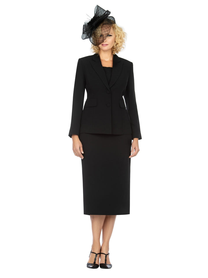 Classic Two-Button Blazer & Midi Skirt Suit Set