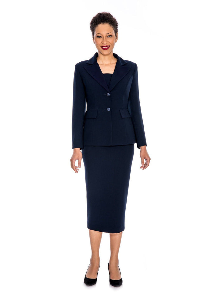 Classic Two-Button Blazer & Midi Skirt Suit Set