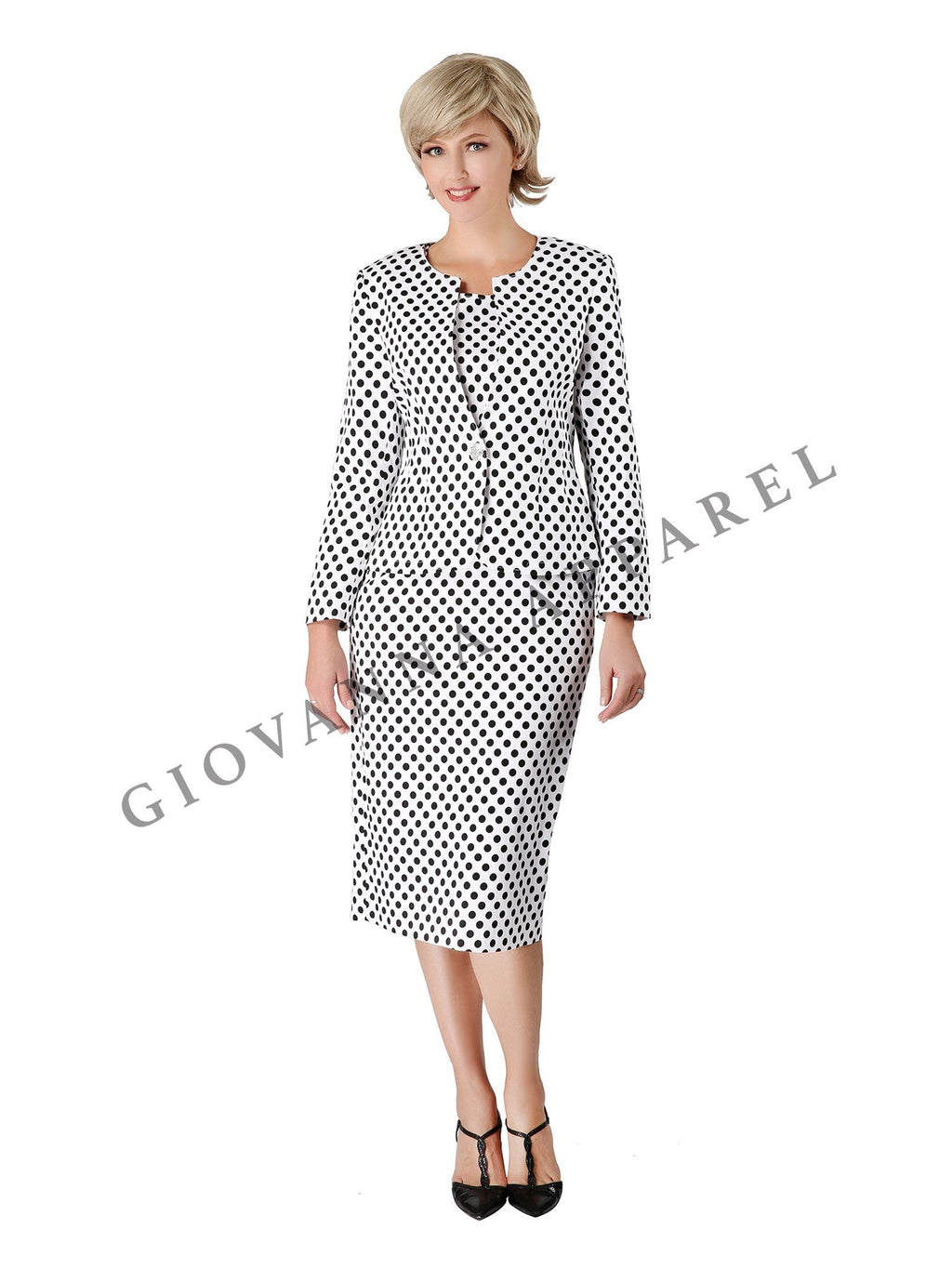 3pc Novelty Skirt Suit w/ Embellished Button