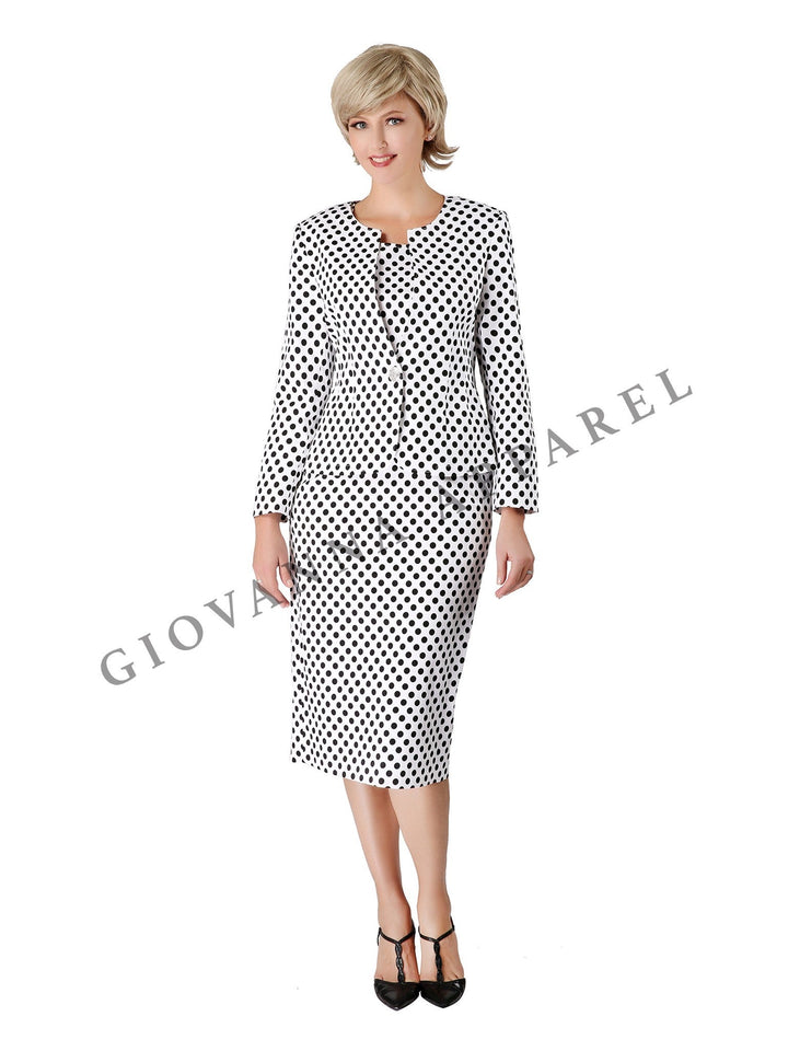 3pc Novelty Skirt Suit w/ Embellished Button