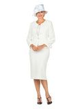 3pc Novelty Skirt Suit w/ Embellished Button