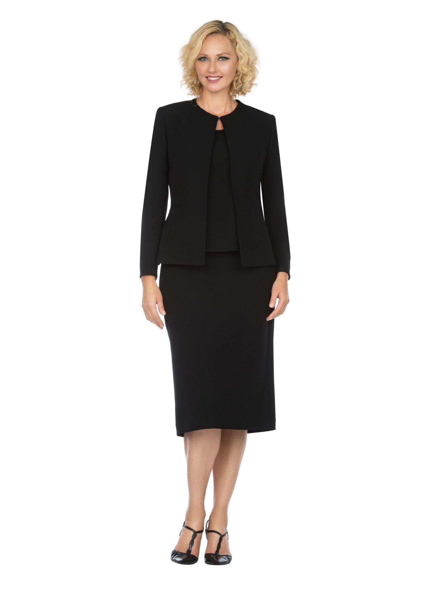 3pc Round Neck Clean Lines Skirt Suit - Plus size