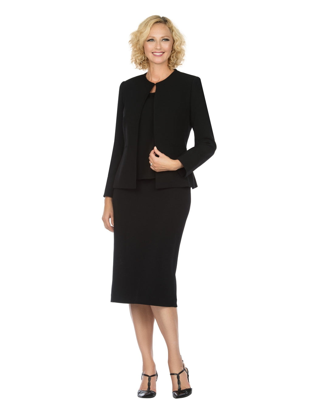 3pc Round Neck Clean Lines Skirt Suit - Plus size