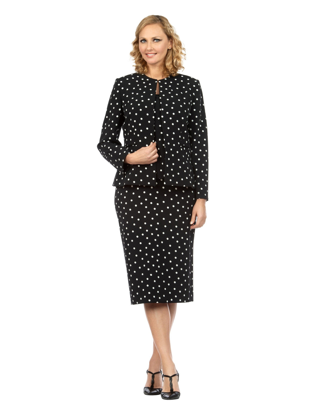 3pc Round Neck Clean Lines Skirt Suit - Plus size