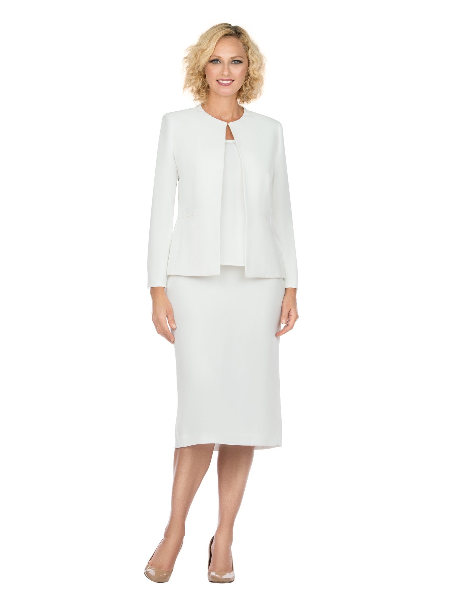 3pc Round Neck Clean Lines Skirt Suit - Plus size