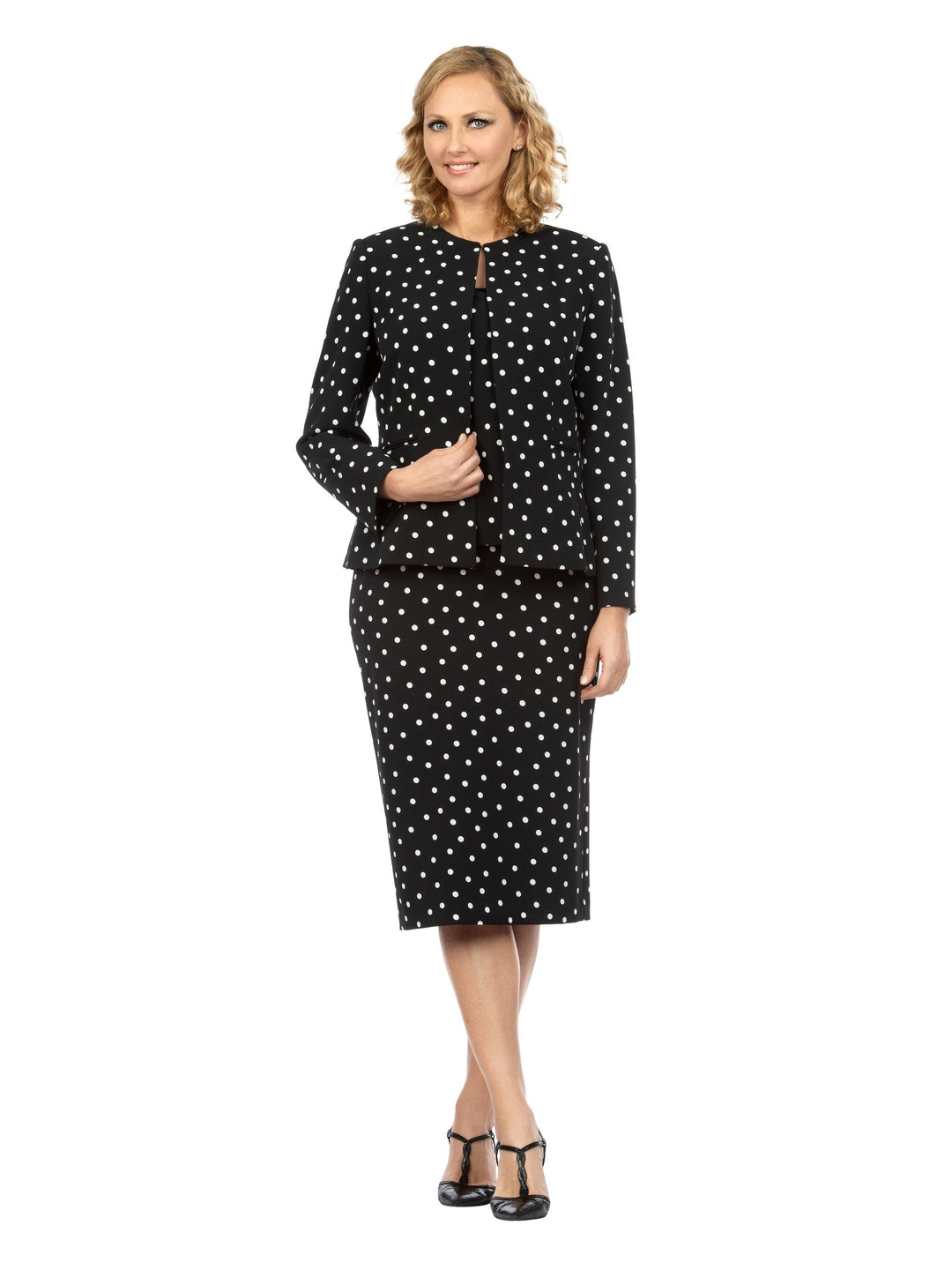 3pc Round Neck Clean Lines Detailed Skirt Suit