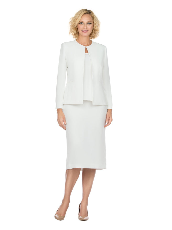 3pc Round Neck Clean Lines Detailed Skirt Suit