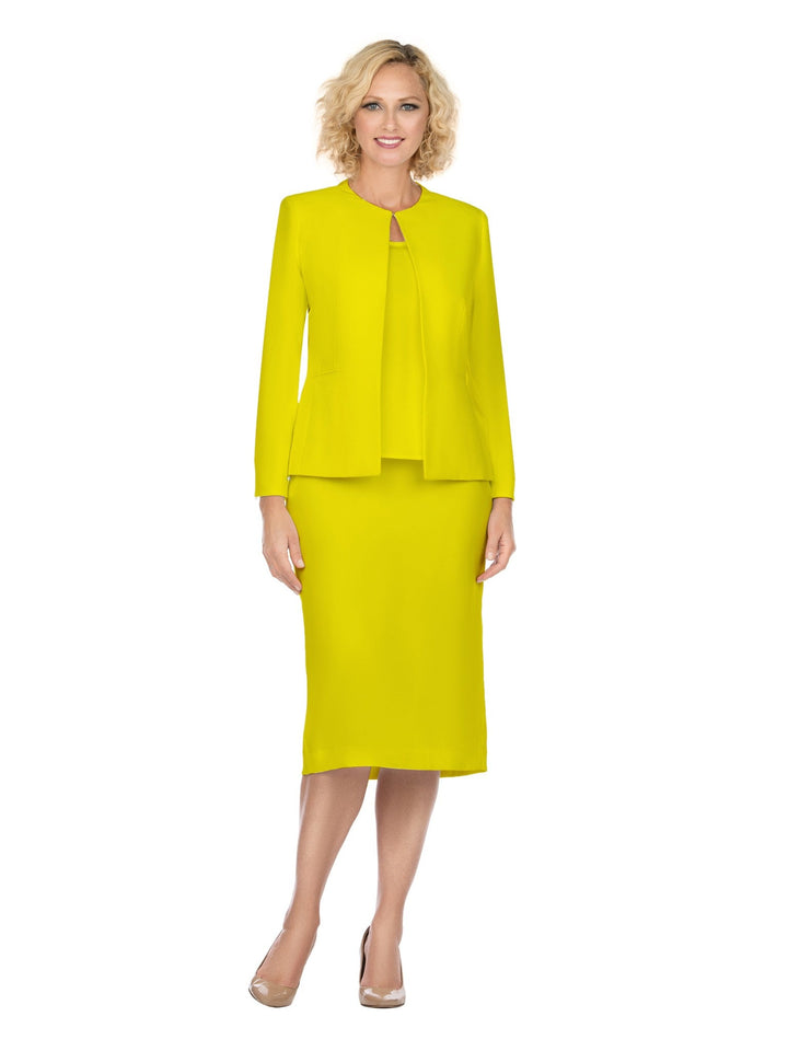 3pc Round Neck Clean Lines Detailed Skirt Suit