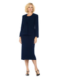 3pc Collarless Clean Lines Detailed Skirt Suit