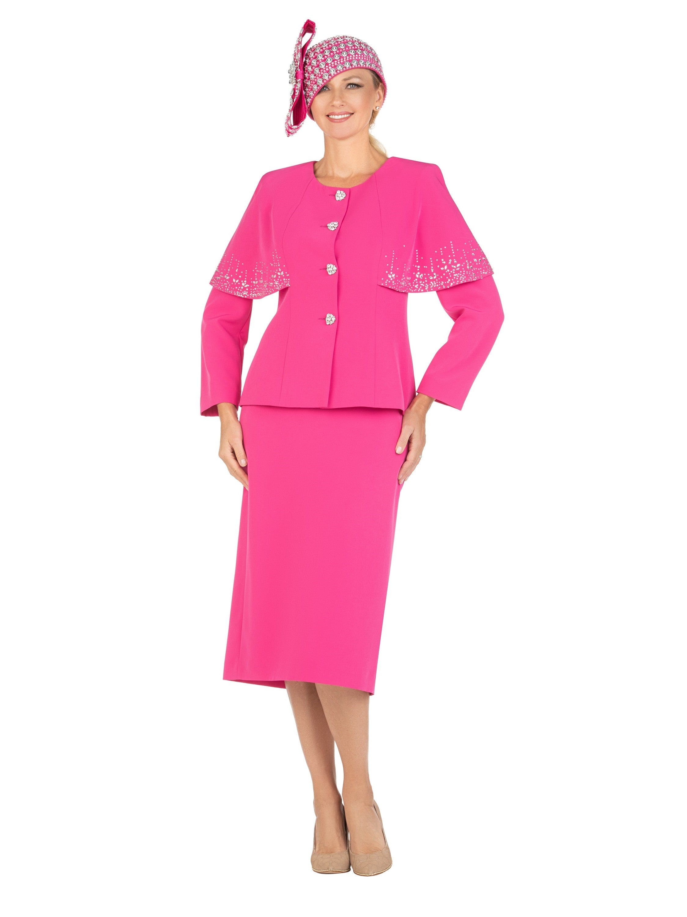 2PC STONED FAUX CAPE SKT SUIT-PLUS