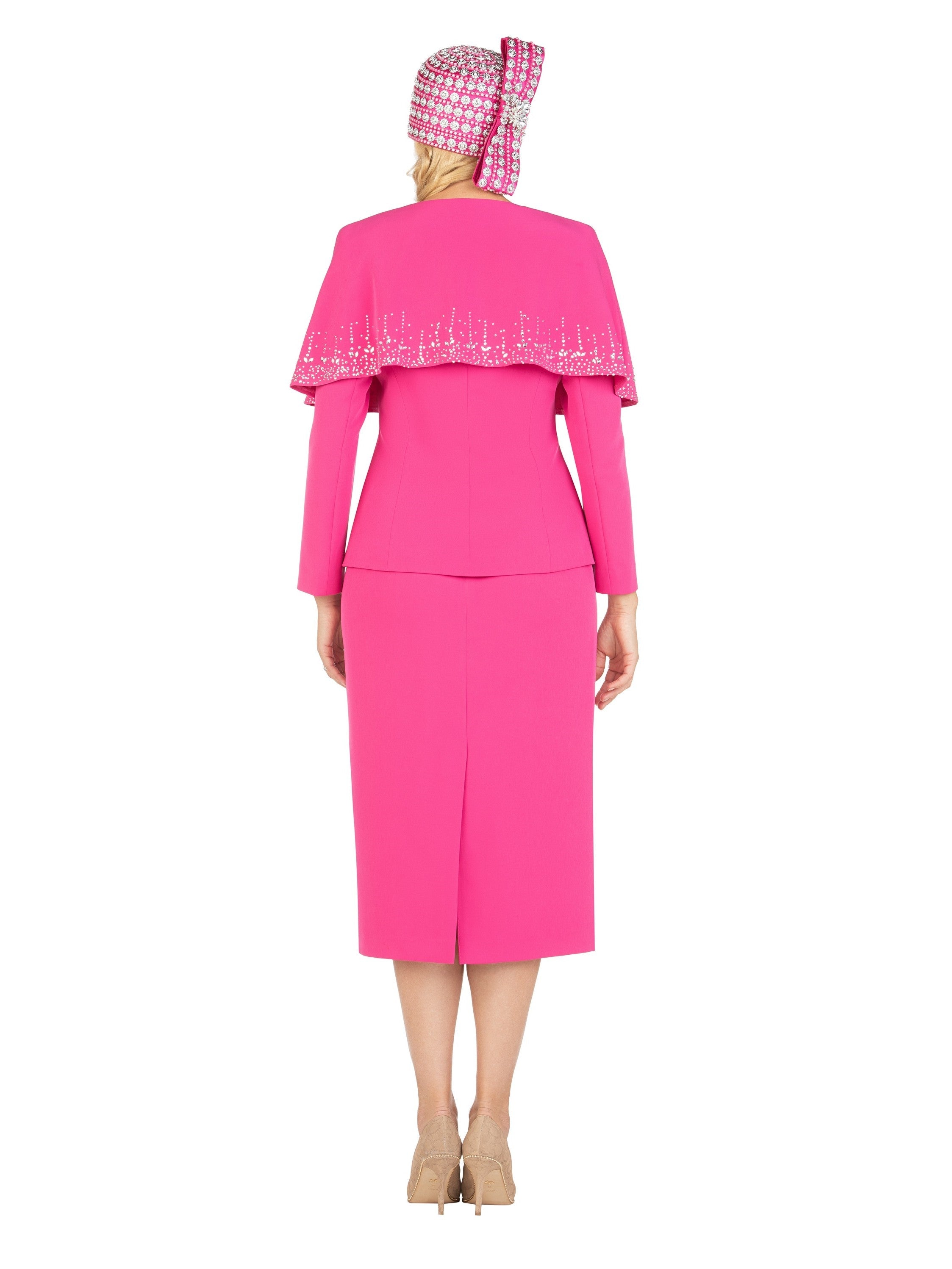 2PC STONED FAUX CAPE SKT SUIT-PLUS