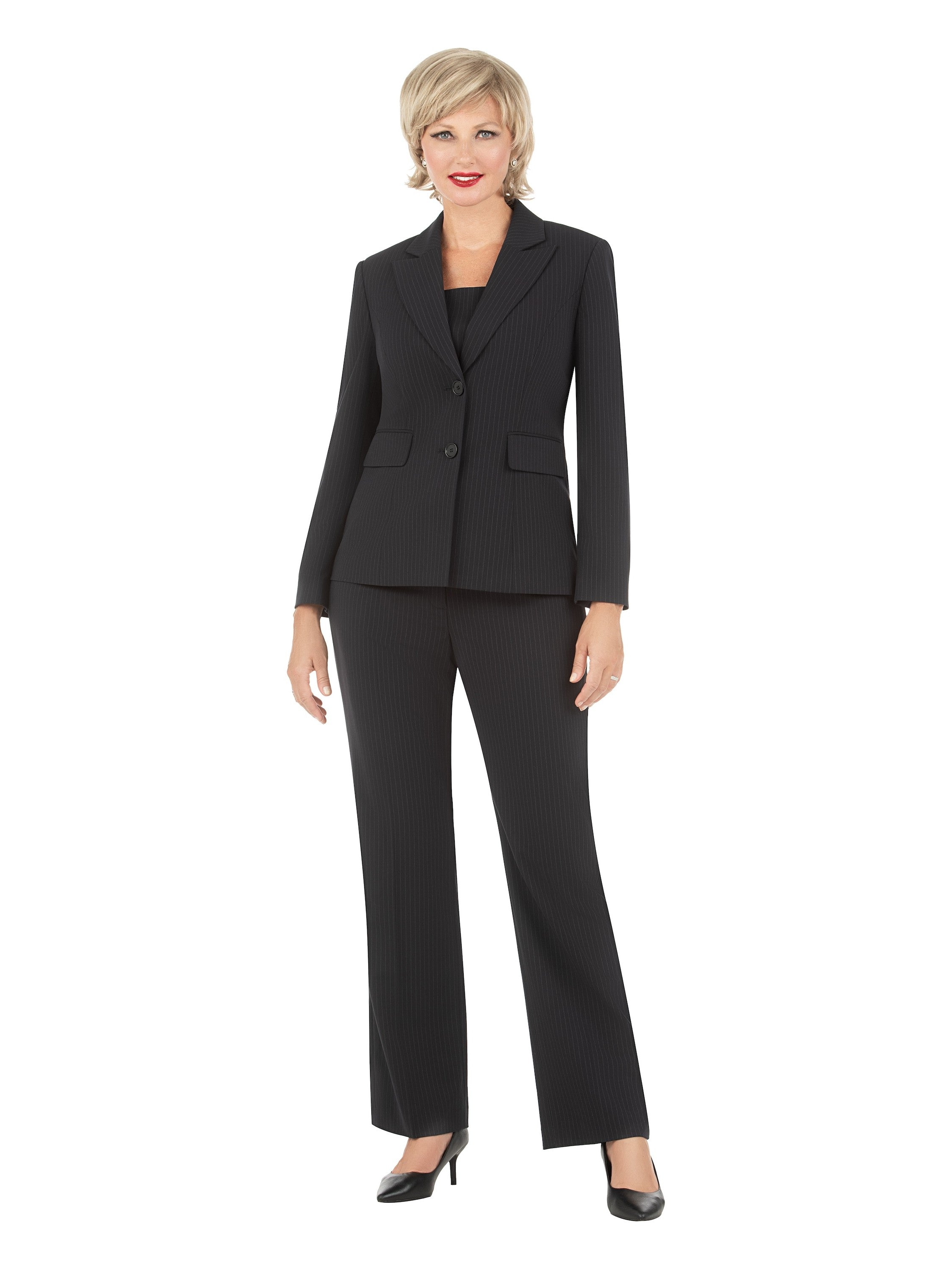 Classic Tailored 2Pc Pant Suit with Notch Collar