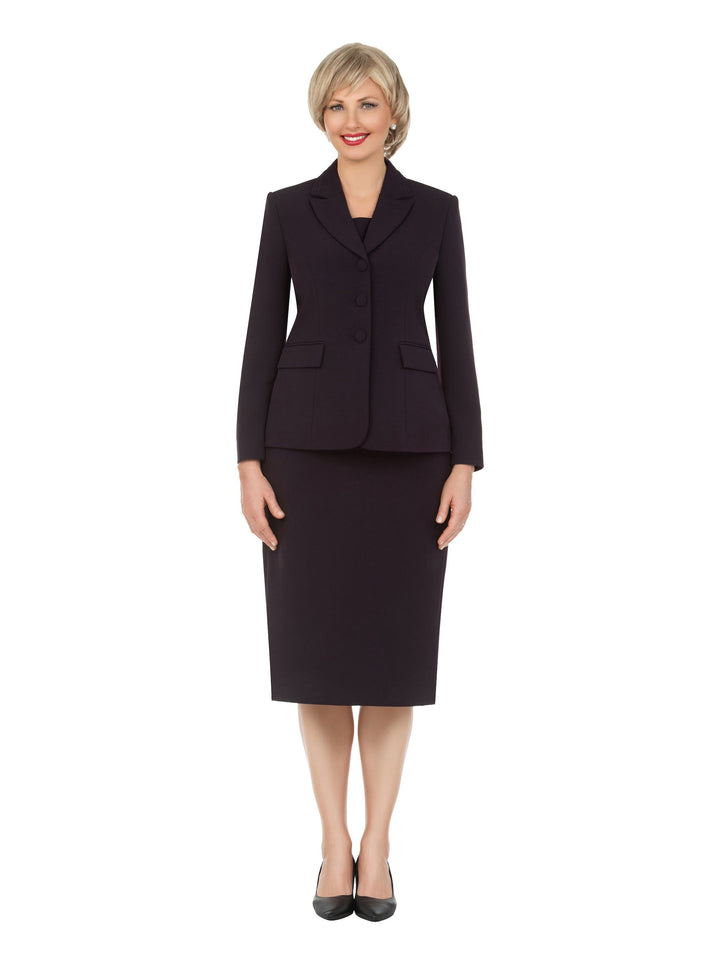 2pc Notch Layered Collar 3-Button Skt Suit-Plus