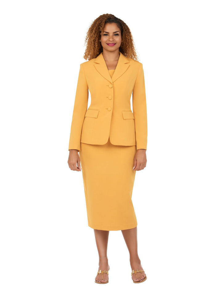 2pc Notch Layered Collar 3-Button Skt Suit