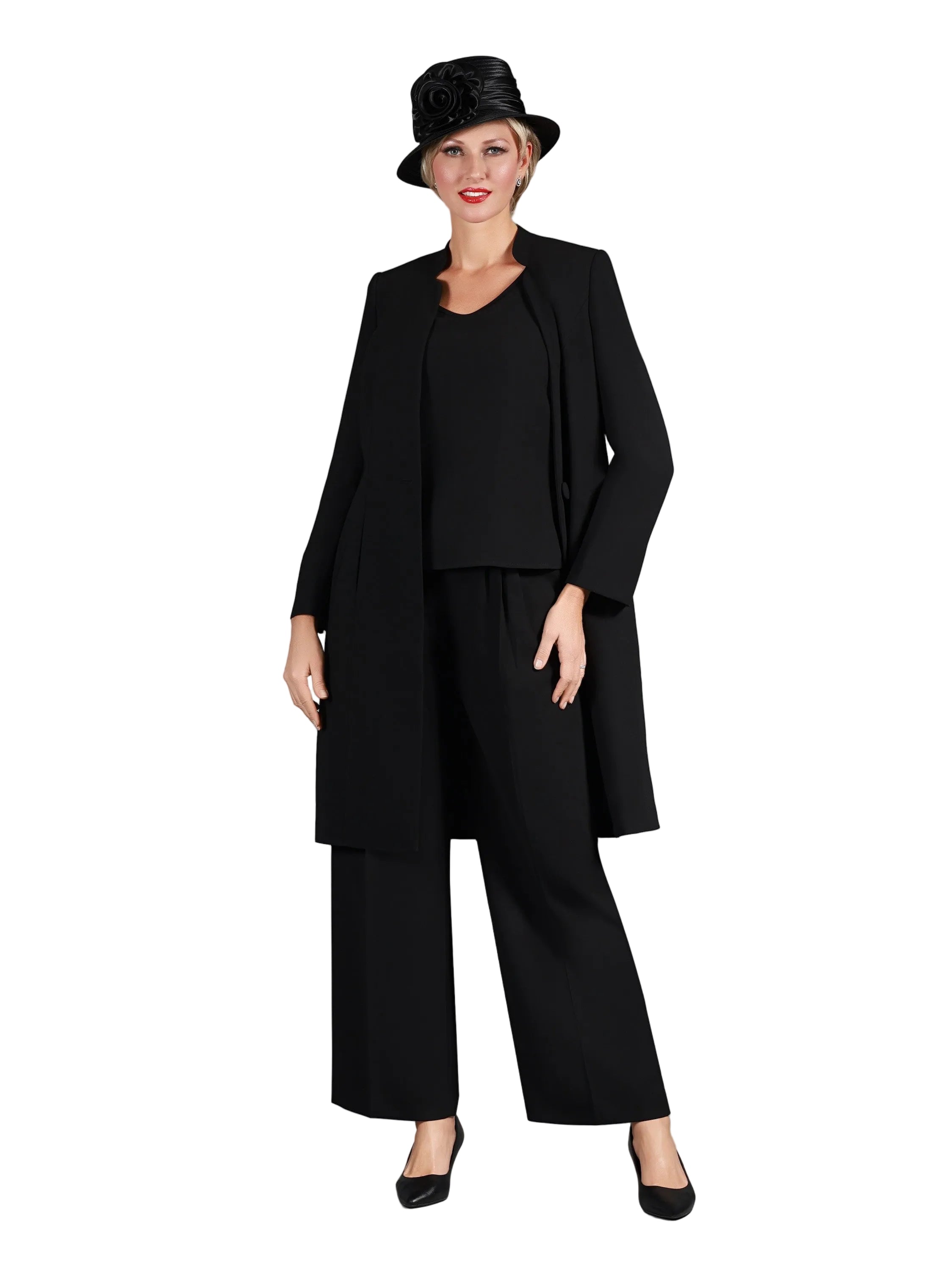 3pc Long Jkt+Cami+Pants Suit