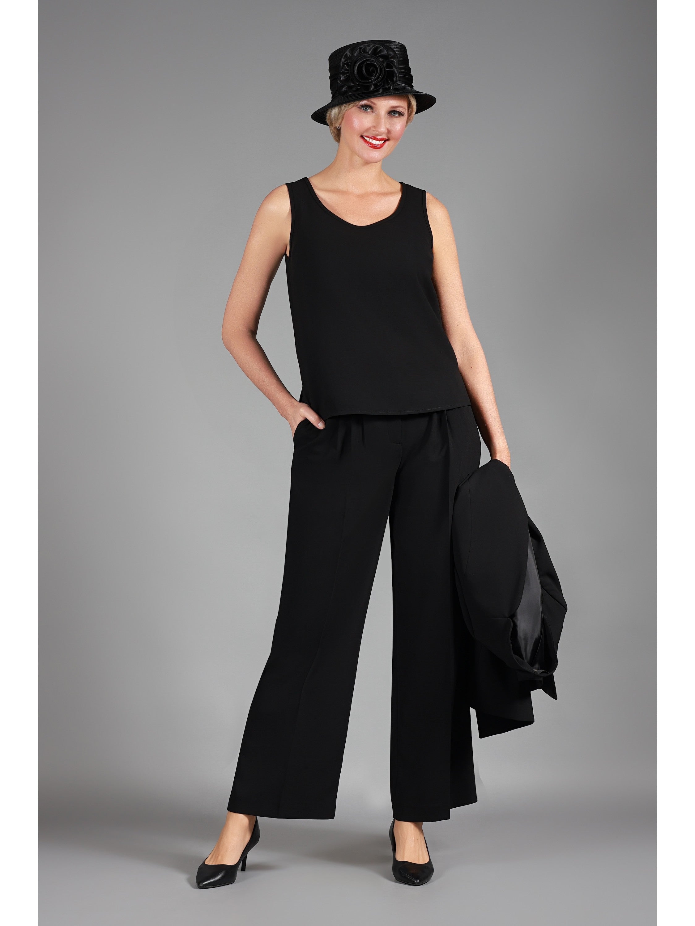 3pc Long Jkt+Cami+Pants Suit
