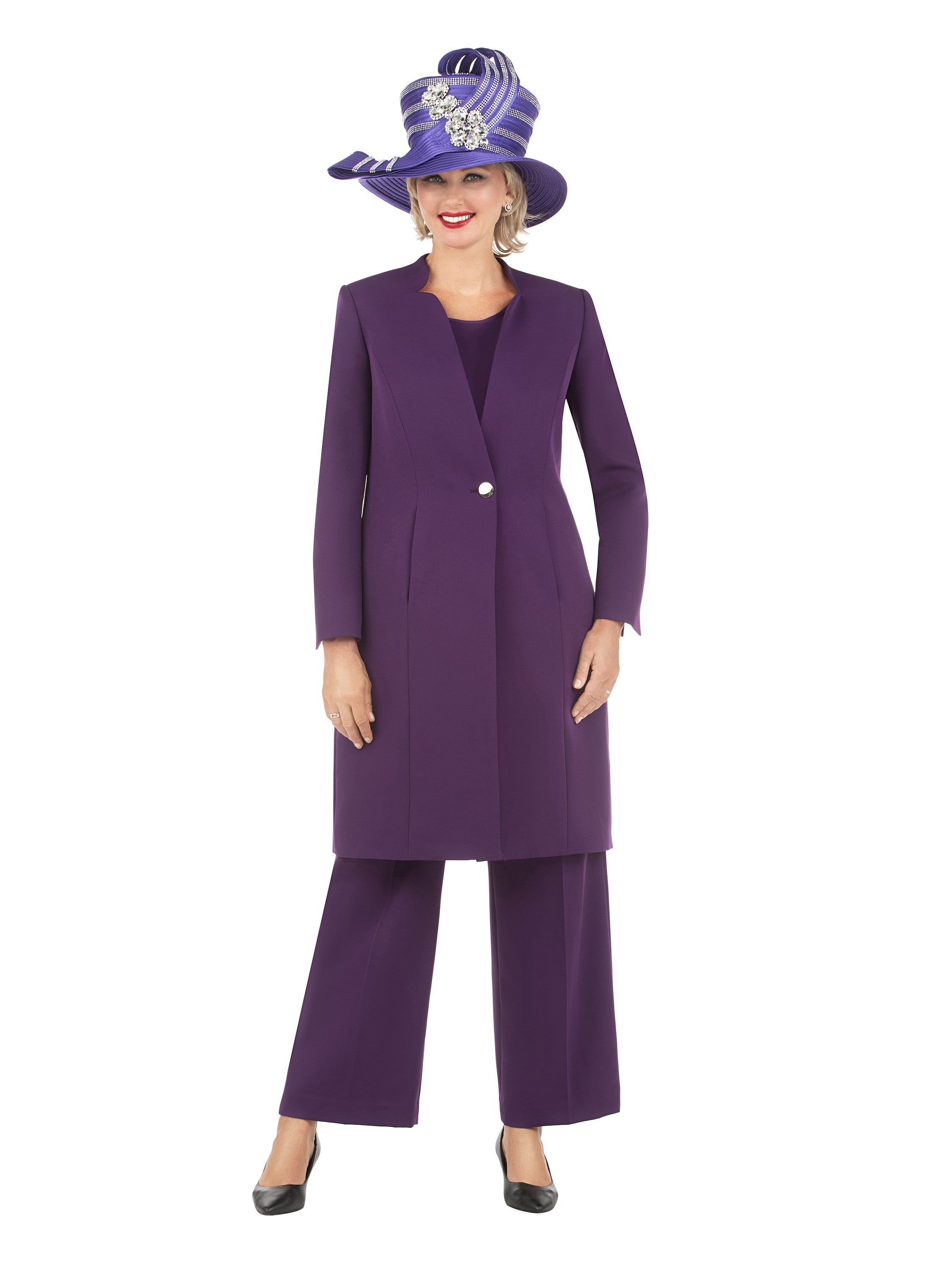 3pc Long Jkt+Cami+Pants Suit-Plus