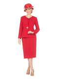 Timeless 3pc Skirt Suit with Jewel Brooch-Plus