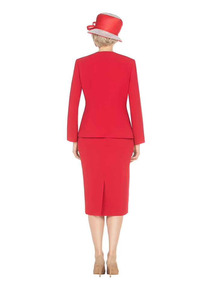 Timeless 3pc Skirt Suit with Jewel Brooch-Plus
