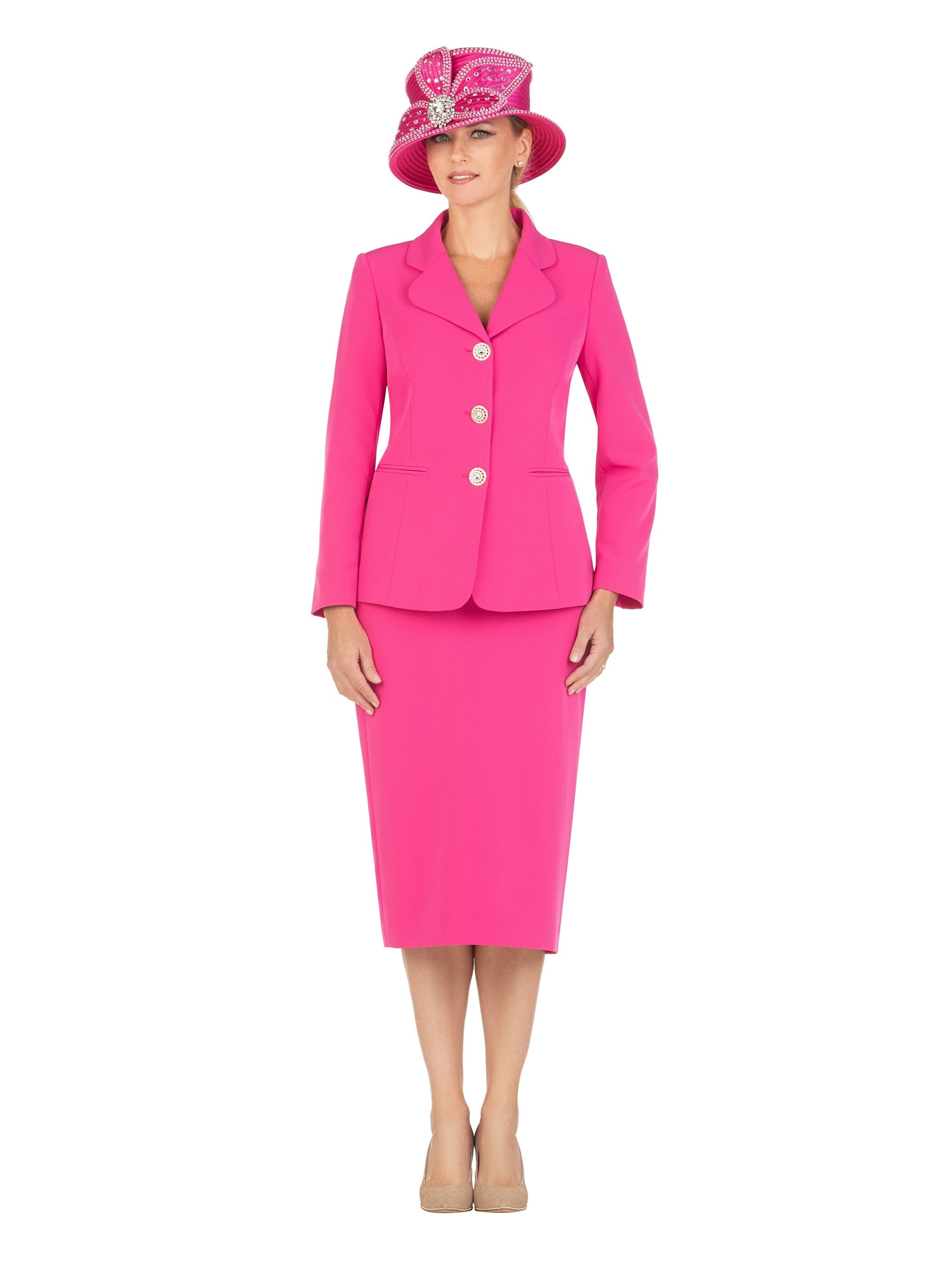 2pc Vintage Lapel 3-button Skirt Suit-Plus